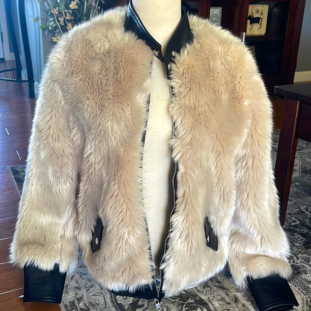 VICI faux fur leather trim jacket